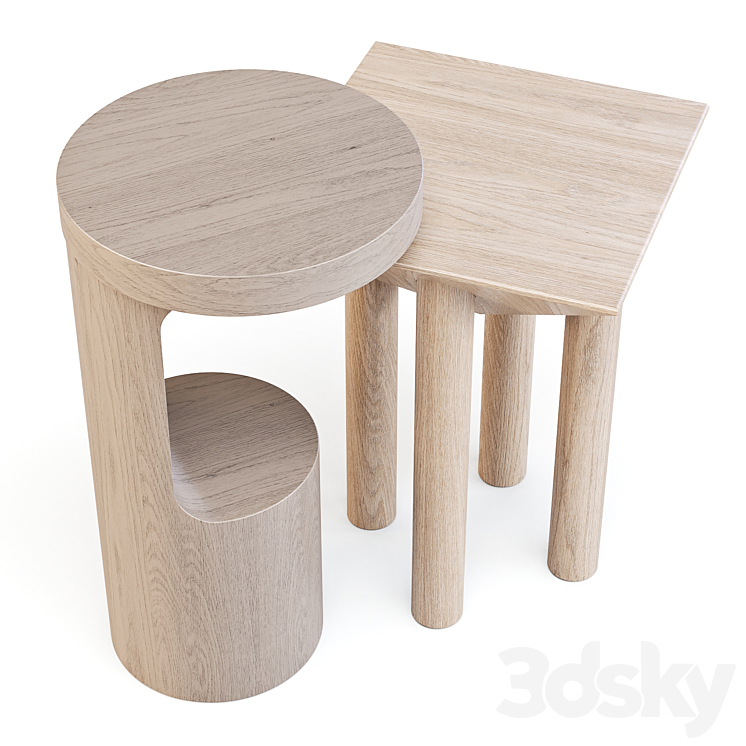 Crate and Barrel: Hout and Flora – Side Tables 3DS Max - thumbnail 2