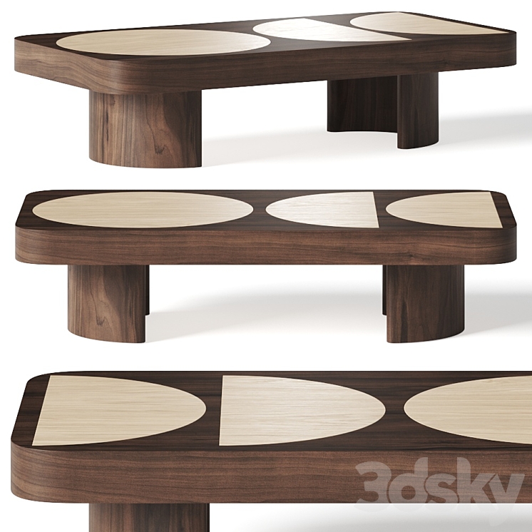 Crate and Barrel Lane Coffee Table 3DS Max Model - thumbnail 1