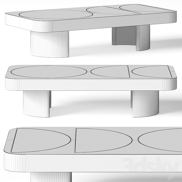 Crate and Barrel Lane Coffee Table 3DS Max Model - thumbnail 2