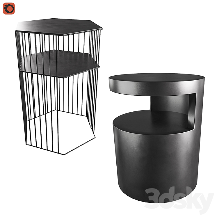 Curbstone metal Topim bedside table Newark La Redoute 3DS Max - thumbnail 1