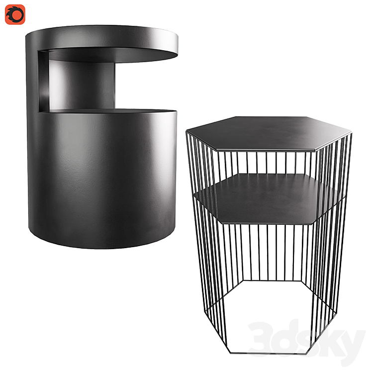 Curbstone metal Topim bedside table Newark La Redoute 3DS Max - thumbnail 2