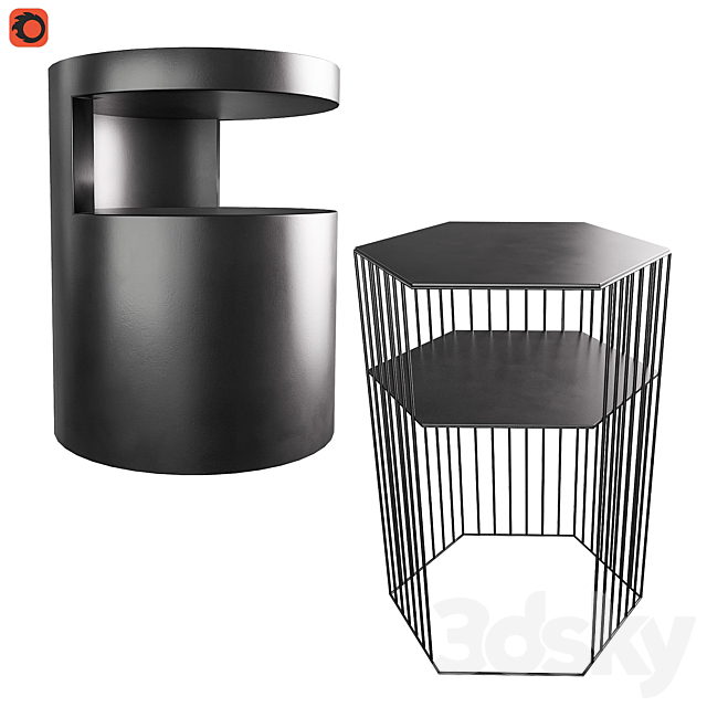 Curbstone metal Topim. bedside table Newark La Redoute 3DSMax File - thumbnail 2