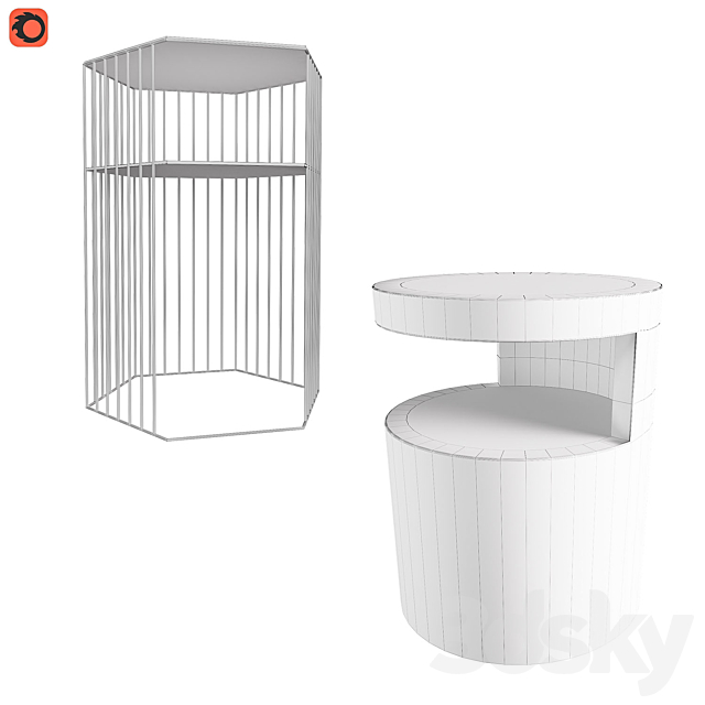 Curbstone metal Topim. bedside table Newark La Redoute 3DSMax File - thumbnail 3