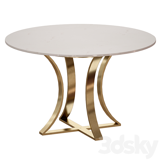 Damen 48 “White Marble Top Dining Table (Crate and Barrel) 3DSMax File - thumbnail 1