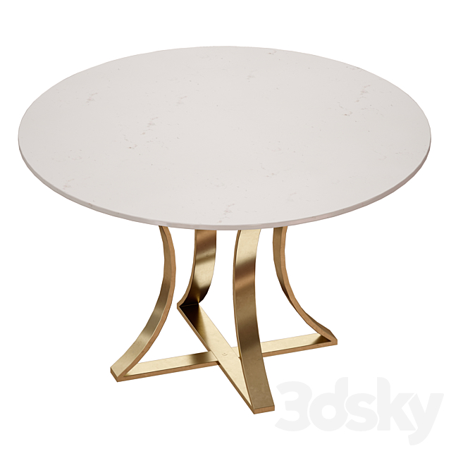 Damen 48 “White Marble Top Dining Table (Crate and Barrel) 3DSMax File - thumbnail 3