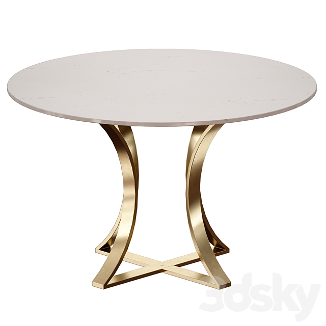 Damen 48 “White Marble Top Dining Table (Crate and Barrel) 3DSMax File - thumbnail 4