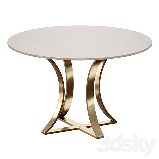 Damen 48 “White Marble Top Dining Table (Crate and Barrel) 3DSMax File - thumbnail 5