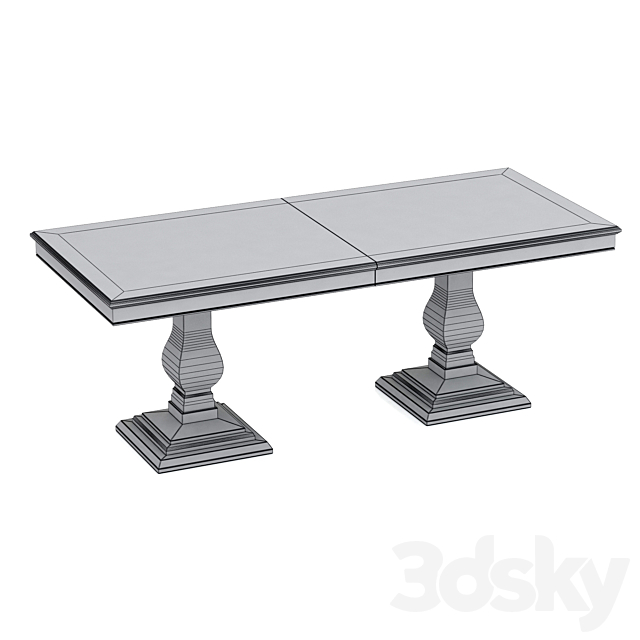 Dantone Home Rectangular folding dining table 3DSMax File - thumbnail 2