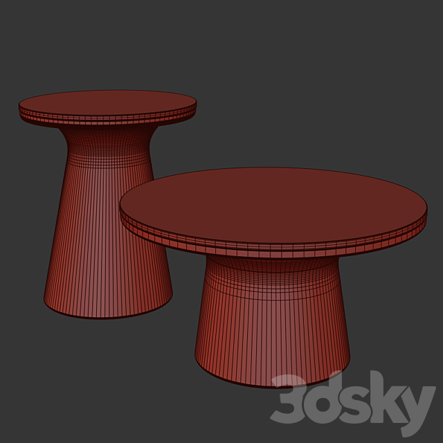 Dantone Home Set Coffee Table – Cork 3DS Max Model - thumbnail 4