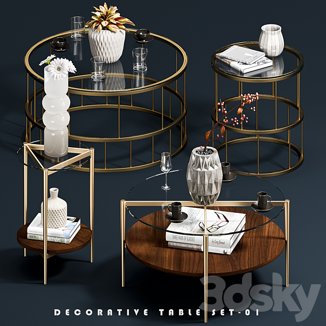 Decorative Coffee Tables Set 01 3DSMax File - thumbnail 1