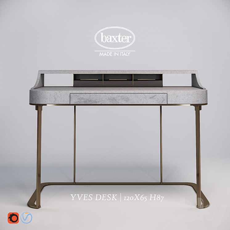 Desk baxter Yves desk 3DS Max - thumbnail 1