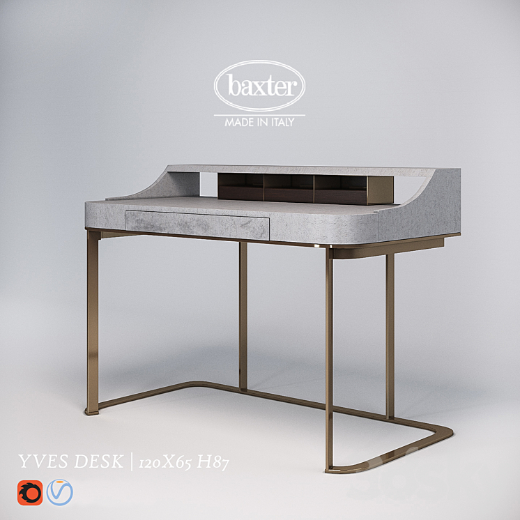 Desk baxter Yves desk 3DS Max - thumbnail 2