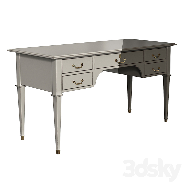 Desk Bureau noir 5 tiroirs en acacia massif noir gris perle gris nuance – Cenacle 3DS Max Model - thumbnail 2