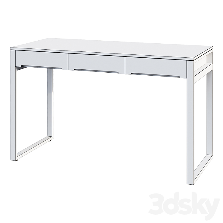 Desk Modern Wooden Natural & Black Office Desk with Drawers & Metal Legs 3DS Max Model - thumbnail 2