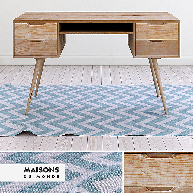 Desk Trocadero and rug Maisons du Monde 3DSMax File - thumbnail 1