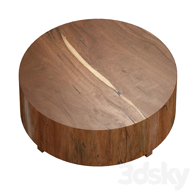 Dillon Natural Yukas Round Wood Coffee Table (Crate and Barrel) 3DSMax File - thumbnail 4