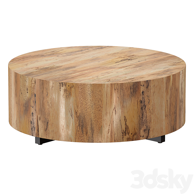 Dillon Spalted Primavera Round Wood Coffee Table (Crate and Barrel) 3DS Max - thumbnail 1