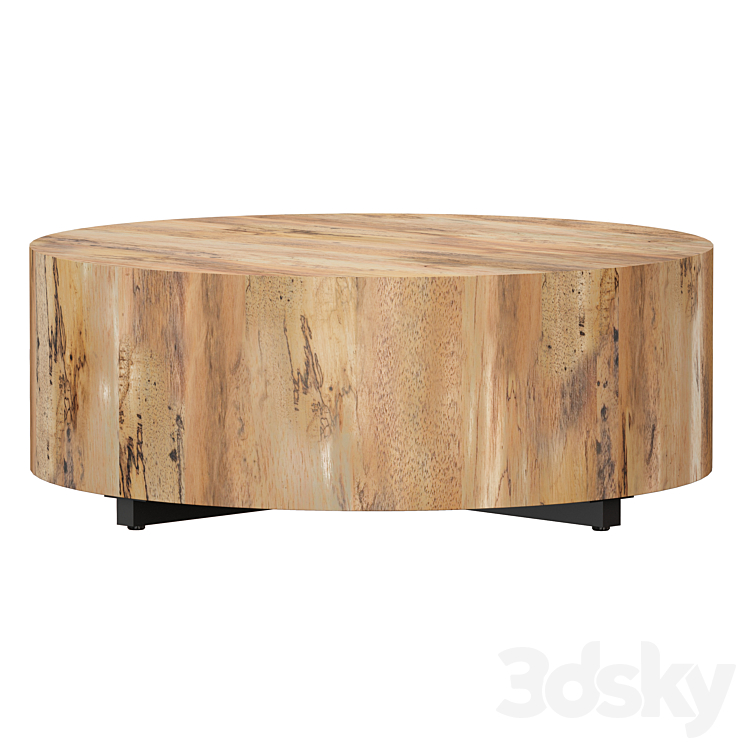 Dillon Spalted Primavera Round Wood Coffee Table (Crate and Barrel) 3DS Max - thumbnail 2