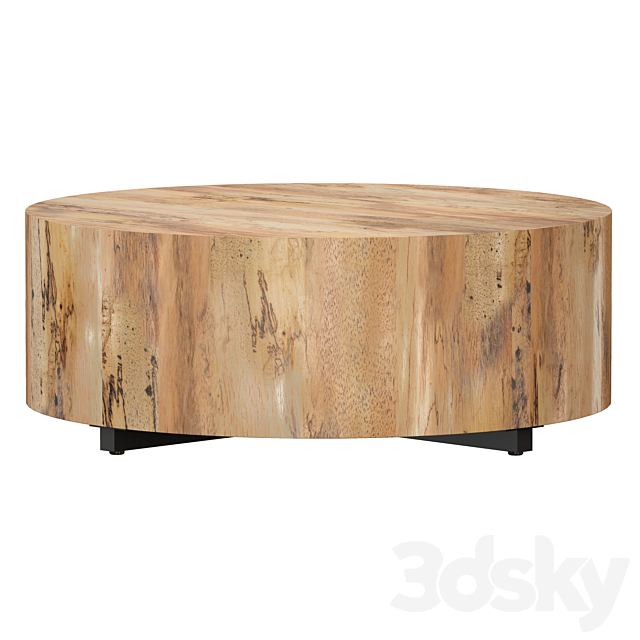 Dillon Spalted Primavera Round Wood Coffee Table (Crate and Barrel) 3DSMax File - thumbnail 2