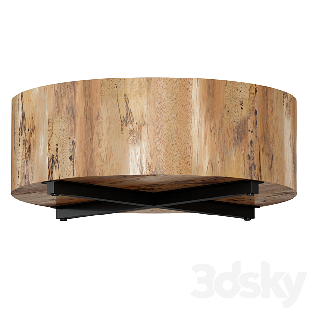 Dillon Spalted Primavera Round Wood Coffee Table (Crate and Barrel) 3DSMax File - thumbnail 3