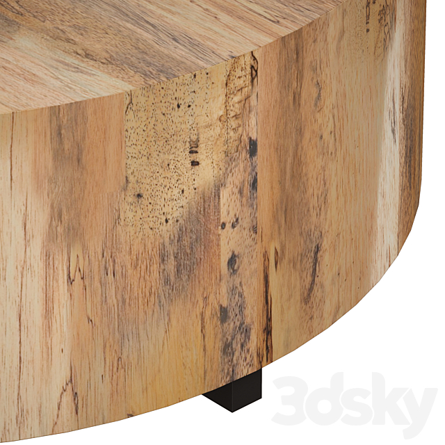 Dillon Spalted Primavera Round Wood Coffee Table (Crate and Barrel) 3DSMax File - thumbnail 4