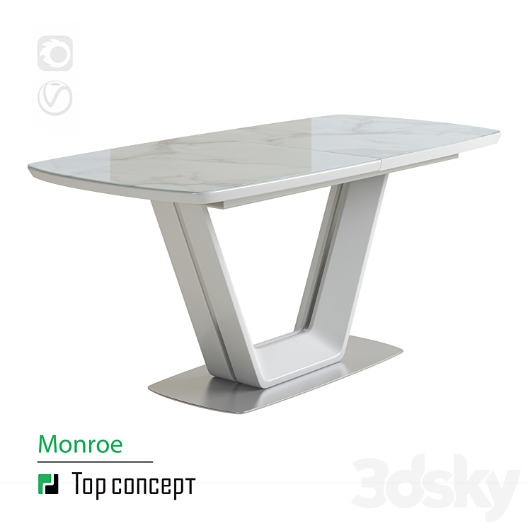 Dining table Monroe extendable (160 + 40 cm) 3DS Max - thumbnail 1