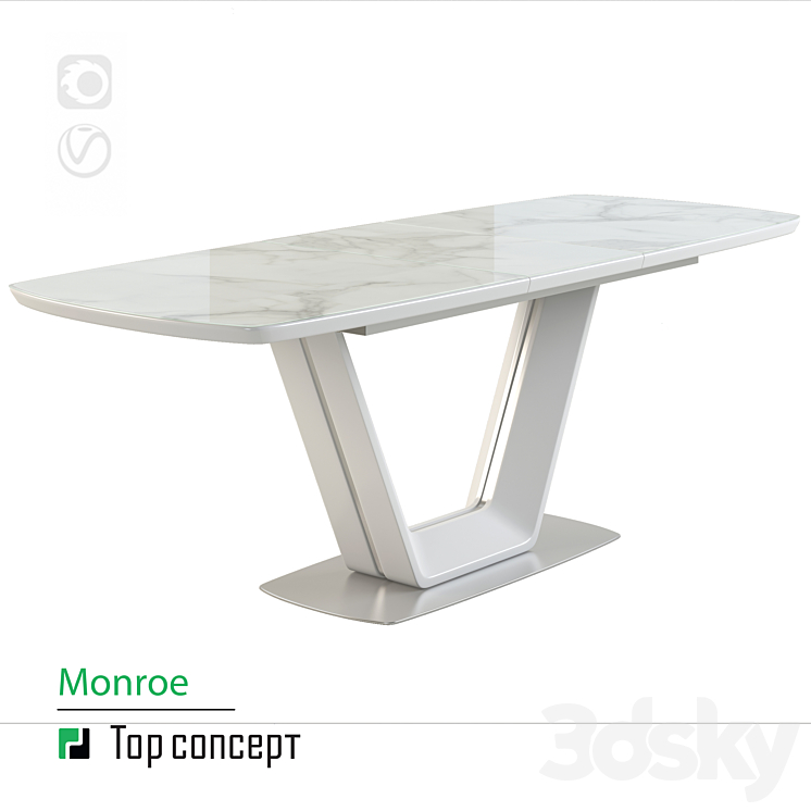 Dining table Monroe extendable (160 + 40 cm) 3DS Max - thumbnail 2