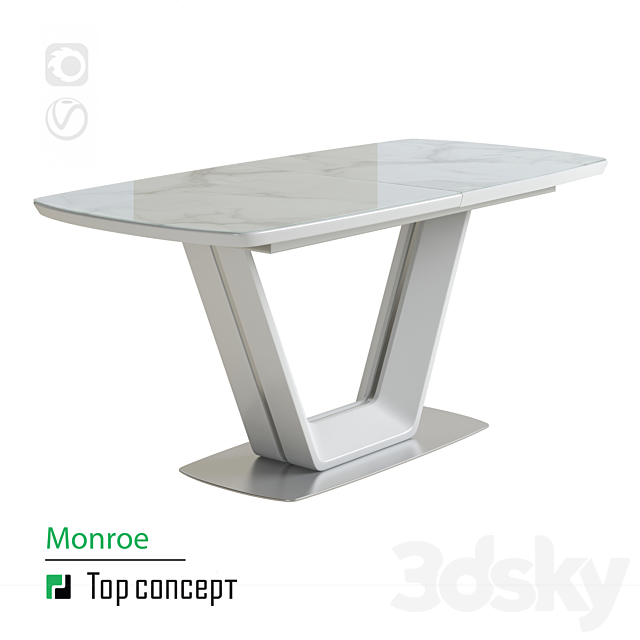 Dining table Monroe. extendable (160 + 40 cm) 3DSMax File - thumbnail 1