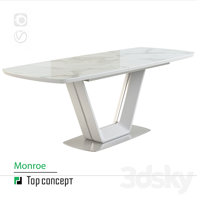 Dining table Monroe. extendable (160 + 40 cm) 3DSMax File - thumbnail 2