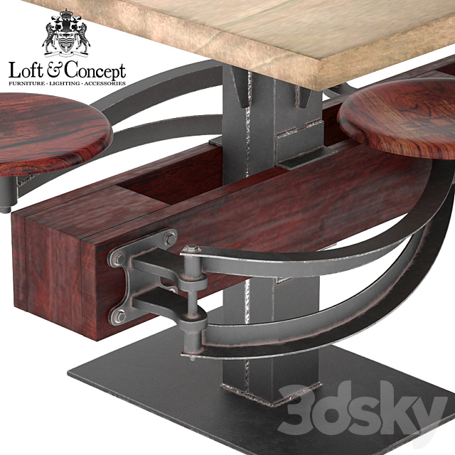 DINING TABLE PERRIN COMMUNAL TABLE LOFT 3DS Max Model - thumbnail 2