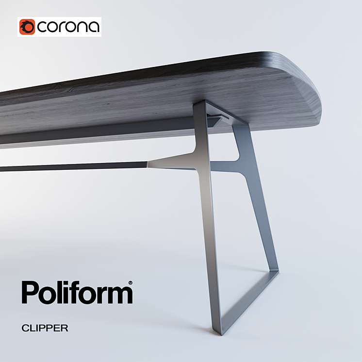 dining table Poliform Clipper 3DS Max - thumbnail 2