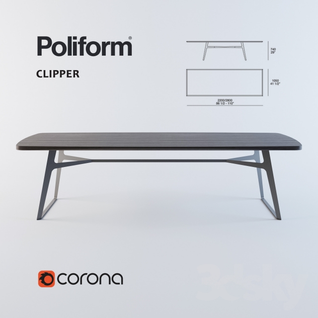 dining table Poliform Clipper 3DS Max - thumbnail 3