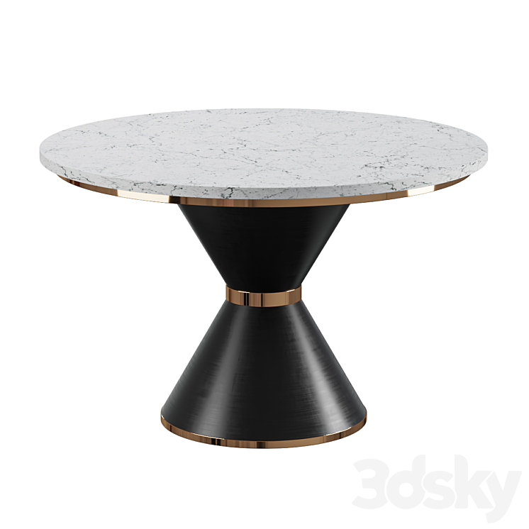 DINING TABLE ROUND ARTIFICIAL MARBLE \/ BLACK METAL 3DS Max Model - thumbnail 1