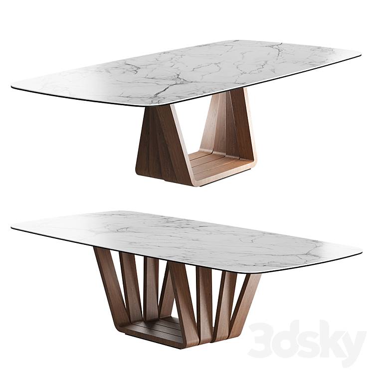 Dining table with marble top 3DS Max Model - thumbnail 1