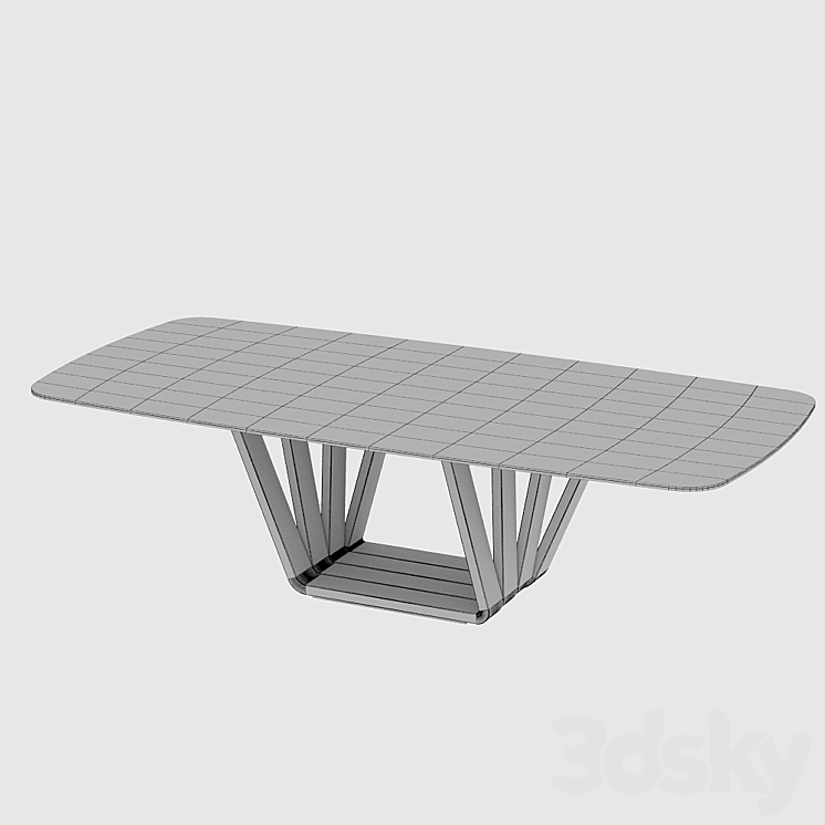 Dining table with marble top 3DS Max Model - thumbnail 2