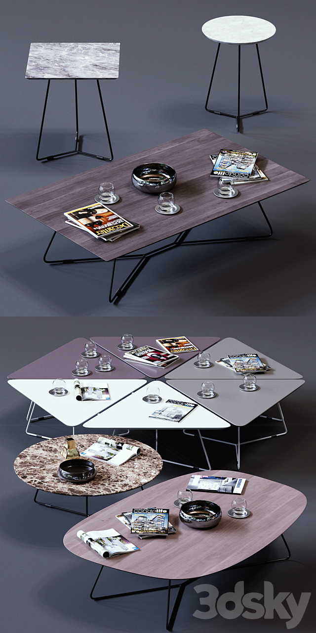 Ditre Italia Coffee Tables Set 02 3DS Max Model - thumbnail 2