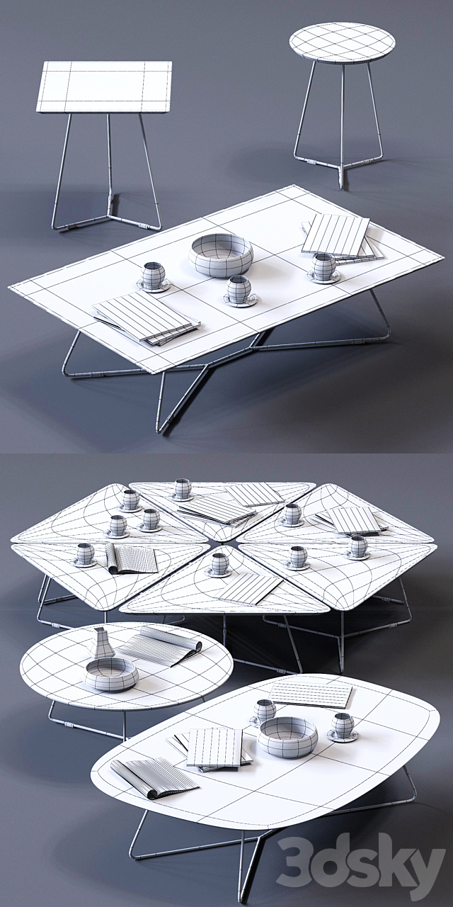 Ditre Italia Coffee Tables Set 02 3DS Max Model - thumbnail 3