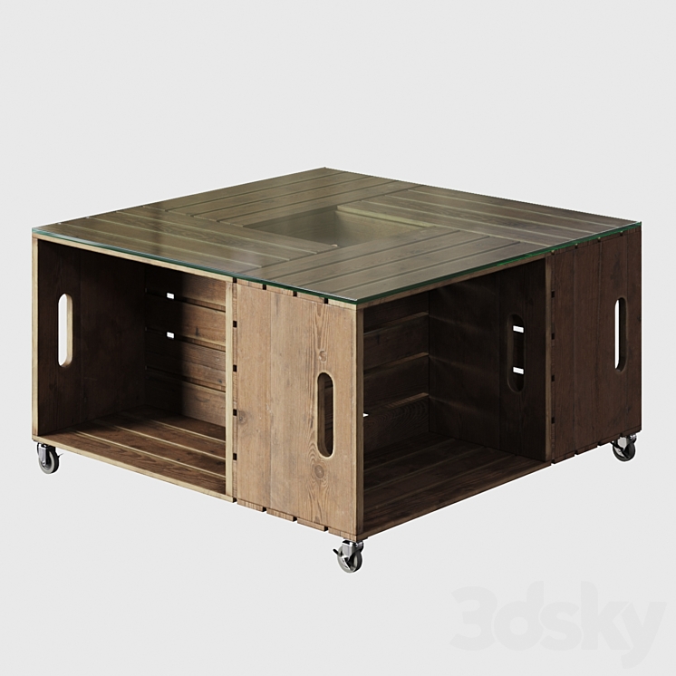 DIY Crate Coffee Table 3DS Max Model - thumbnail 1