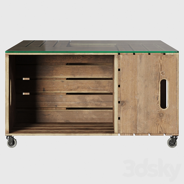 DIY Crate Coffee Table 3DS Max Model - thumbnail 2