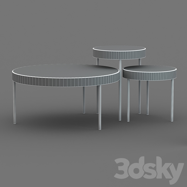 Dome Deco set of coffee tables 3DS Max Model - thumbnail 2