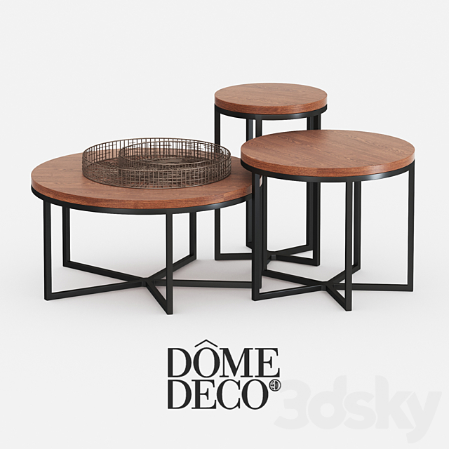 Dome deco set of coffee tables with decor 3DSMax File - thumbnail 1