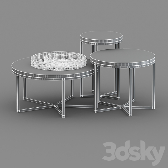 Dome deco set of coffee tables with decor 3DSMax File - thumbnail 2