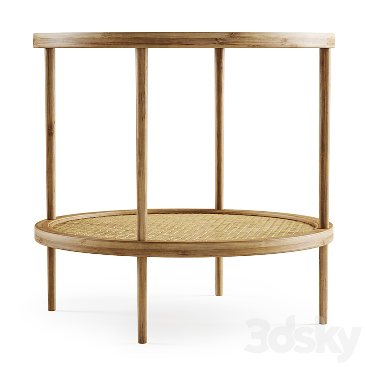 Double wooden rattan coffee table \/ Double rattan coffee table 3DS Max - thumbnail 2