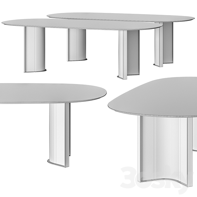 Dressy Parker Dining Table 3DS Max Model - thumbnail 2