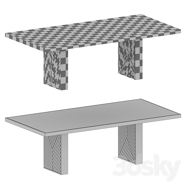 Dunewood Whitewashed Dining Table (Crate and Barrel) 3DSMax File - thumbnail 7