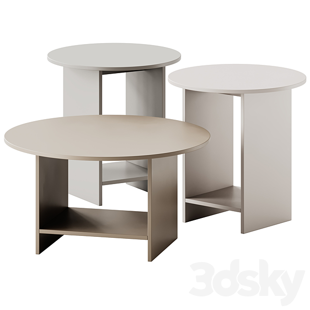 e15 HEIJI Round Coffee Tables set 3DS Max Model - thumbnail 2