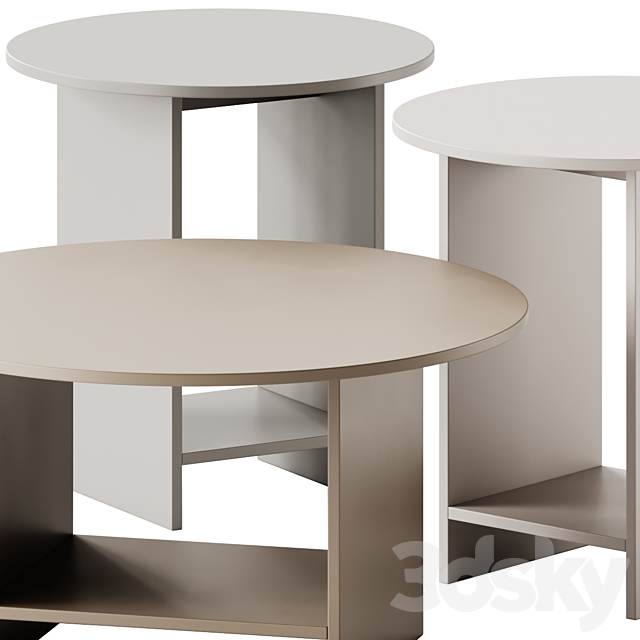 e15 HEIJI Round Coffee Tables set 3DS Max Model - thumbnail 4