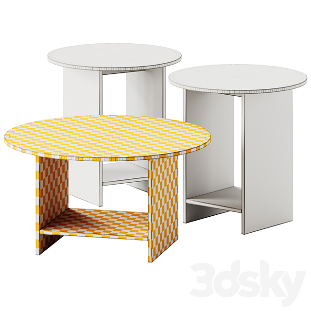 e15 HEIJI Round Coffee Tables set 3DS Max Model - thumbnail 5