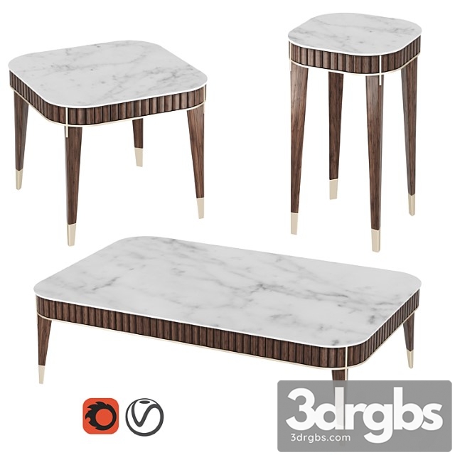 Eden-rock cocktail table & 2 pedestal tables - thumbnail 1