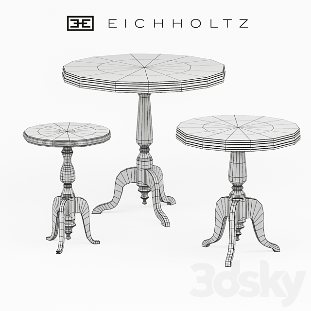 Eichholtz side table Nantucket S M L 3ds Max - thumbnail 3